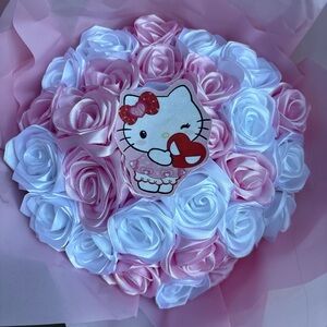 Hello Kitty Pink and White Rose Bouquet